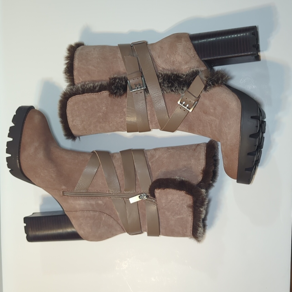 Charles David Gideon Suede Leather Heeled Boots Size 10 - Picture 6 of 16